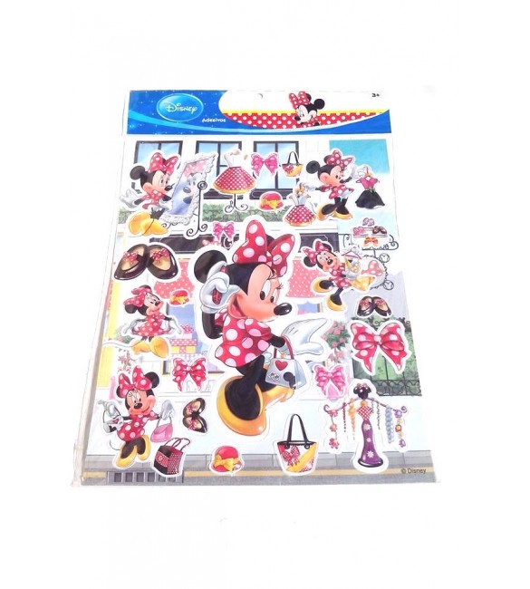 Cartela de Adesivos Alto Relevo Minnie Disney